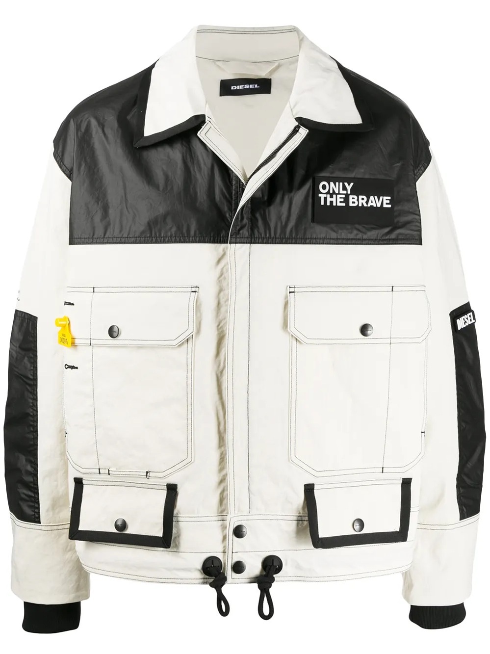 Diesel TWO-TONE OVERSIZED JACKET IN WHITE